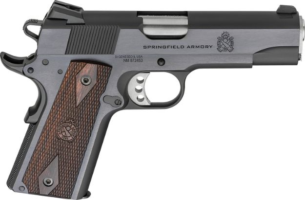 Picture of Springfield Armory PX9418 1911 Garrison 45 ACP 7+1 4.25" Stainless Match Grade Barrel, Blued Serrated Carbon Steel Slide & Frame w/Beavertail, Thinline Wood Grip