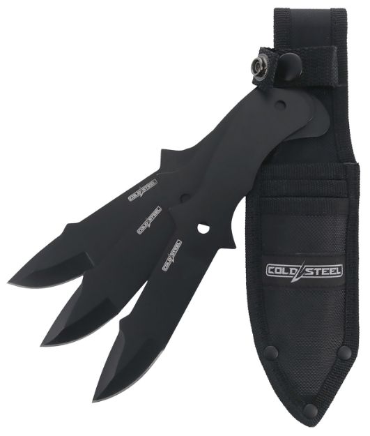 Picture of Cold Steel CSTH80KVC3PK Throwing Knives  Set of 3 Fixed 8" Drop Point Plain Black Oxide 420 Stainless Steel Blade, Includes Sheath