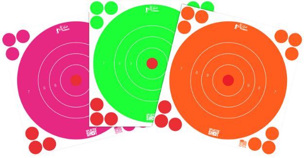 Picture of Pro-Shot 8BFL6COMBO SplatterShot  8" Bullseye Self-Adhesive Orange/Pink/Green 6 Pack