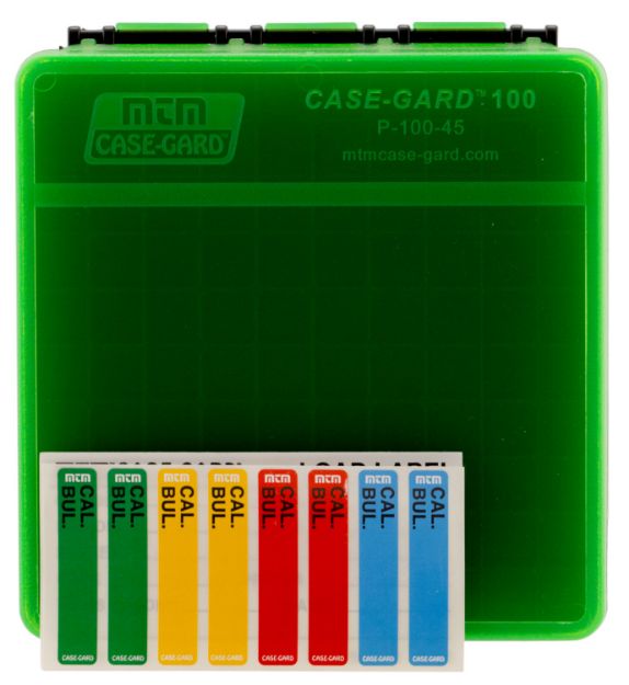 Picture of MTM Case-Gard P1004516T Ammo Box Flip-Top 45 ACP/10mm Auto Green Plastic 100rd