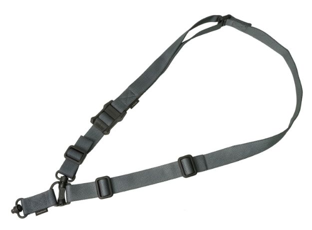 Picture of Magpul MAG518-GRY MS4 Sling GEN2 made of Stealth Gray Nylon Webbing with 1.25" W, Adjustable One-Two Point Design & 2 QD Push Button Swivels for AR-Platforms