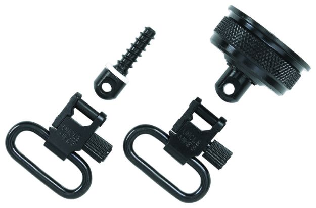 Picture of Uncle Mike's 18032 Mag Cap Swivel Set made of Steel with Blued Finish, 1" Loop Size & Quick Detach Style for 12 Gauge Remington 11-87 Includes Two Super Swivels