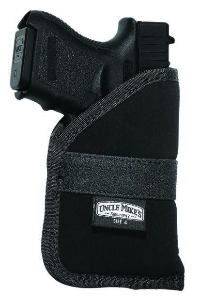 Picture of Uncle Mike's 87444 Inside The Pocket Holster Open Top Size 04 Black Nylon Pocket Fits Subcompact 9/40 Auto Right Hand