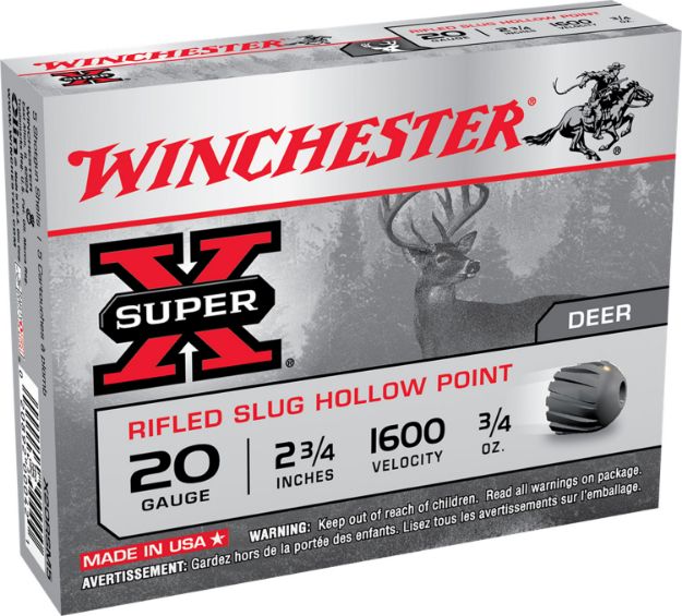 Picture of Winchester Ammo X20RSM5 Super X  20Gauge 2.75" 3/4oz Rifled Slug Shot 5 Per Box/50 Case