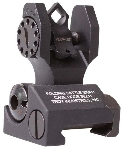 Picture of Troy Ind SSIGDOARFBT00 Rear Folding BatteleSight Dioptic  Black Hardcoat Anodized for AR-15