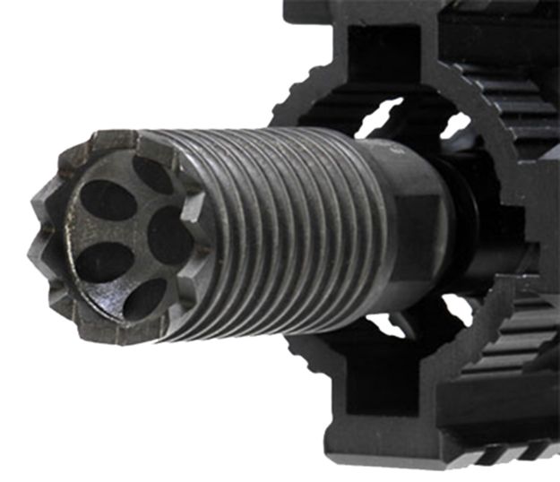 Picture of Troy Ind SBRACLM06BT00 Claymore Muzzle Brake Black Steel with 5/8"-24 tpi Threads & 2.25" OAL for 308 Win AR-Platform