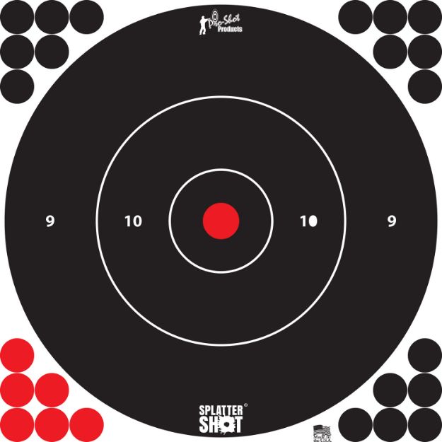 Picture of Pro-Shot 12BWHTE5PK SplatterShot  Self-Adhesive Paper Black/White 12" Bullseye 5 Pack