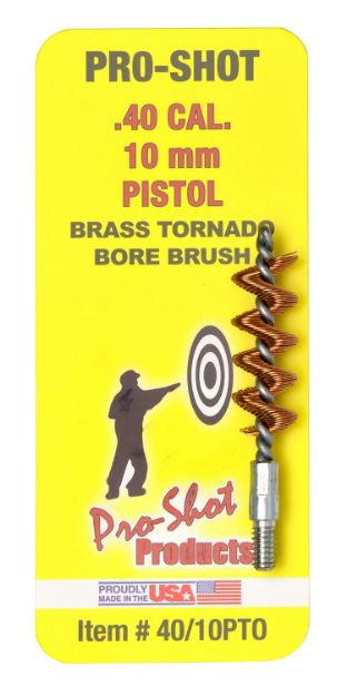 Picture of Pro-Shot 4010PTO Tornado Bore Brush .40/ 10mm Cal Pistol #8-32 Thread Brass Spiral Wound Loop