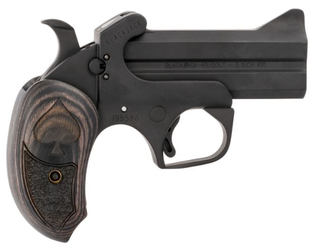 Picture of Bond Arms BABJ Black Jack  45 Colt (LC) 410 Gauge 2rd Shot 3.50" Black Black Steel Frame Black Ash Grips Features Silver Spade Above Hinge