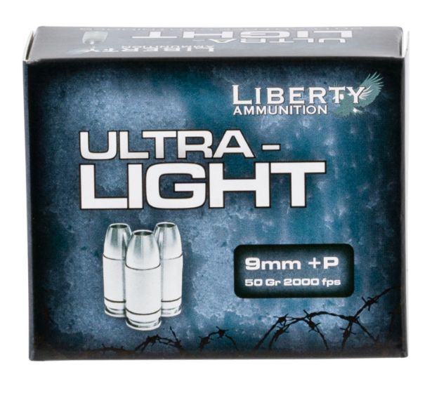 Picture of Liberty Ammunition LAUL9052 Ultra-Light  9mmLuger+P 50gr Lead Free Fragmenting Hollow Point 20 Per Box/10 Case