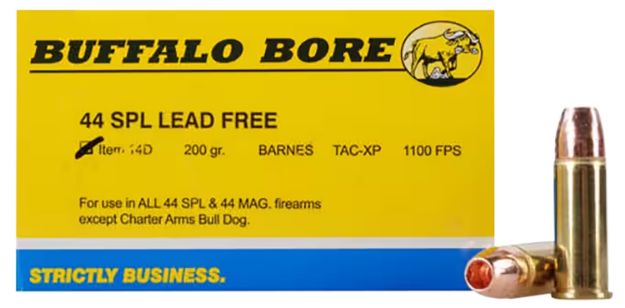 Picture of Buffalo Bore Ammunition 14D20 Buffalo-Barnes Strictly Business 44S&W Spl 200gr Barnes TAC-XP Lead Free 20 Per Box/12 Case