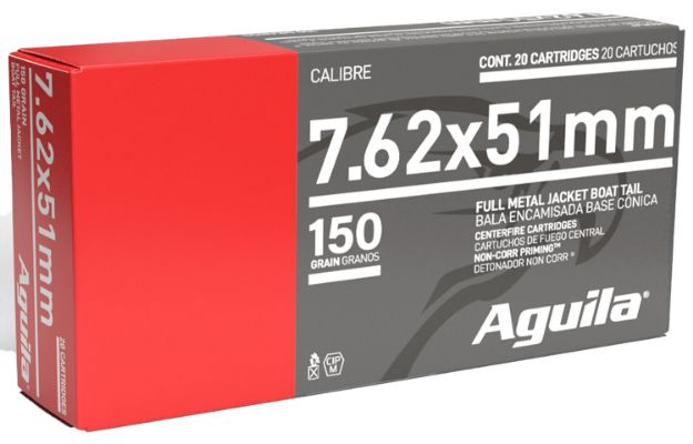 Picture of Aguila 1E762110 Target & Range Rifle 7.62x51mm NATO 150gr Full Metal Jacket Boat Tail 20 Per Box/25 Case