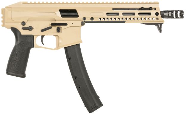 Picture of Patriot Ordnance Factory 01926 Phoenix  9mm Luger 35+1 8", Flat Dark Earth Rec/M-LOK Handgaurd, Black MFT Grip, Picatinny Stock Adapter, Muzzle Brake, Includes Hand Stop