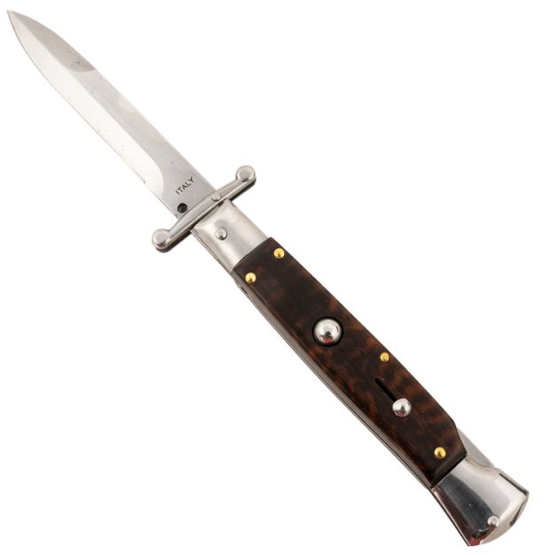 Picture of Steel River Knives SGSWP Spartan  3.9" Italian Bayonet Polished Blade 5.1" Snakewood Handle Side Open