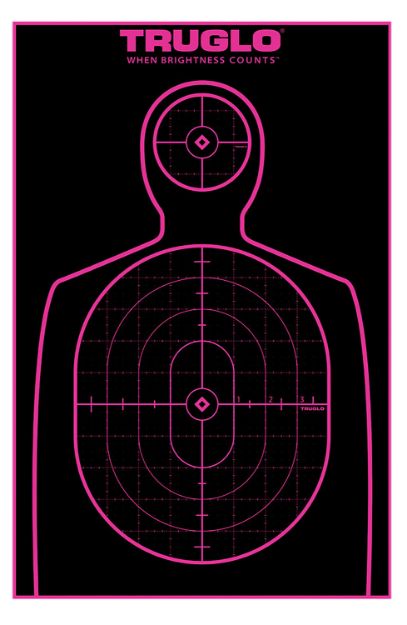 Picture of TruGlo TG13A12BB Tru-See Handgun Target Self-Adhesive Heavy Paper Black/Pink 12"x18" Silhouette 12 Pack