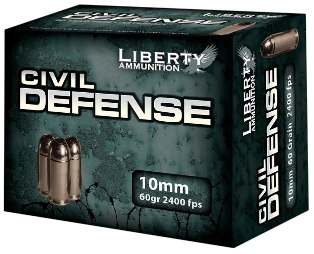 Picture of Liberty Ammunition LACD10032 Civil Defense  10mmAuto 60gr Lead Free Fragmenting Hollow Point 20 Per Box/50 Case