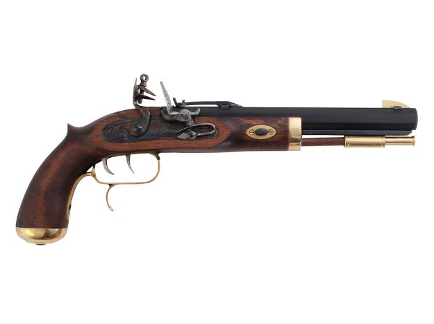 Picture of Traditions P1090 Trapper  SAO 50 Cal Flintlock 9.75" 1rd Blued Frame & Barrel Hardwood Grip