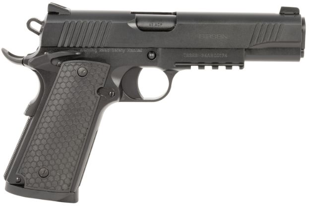 Picture of Girsan 392060 MC1911 S Untouchable Full Size 45 ACP 8+1 5" Black Steel Barrel, Black Serrated Steel Slide & Frame w/Beavertail & Picatinny Rail, Black Polymer Grip