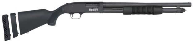 Picture of Mossberg 51607 590S  Compact 12 Gauge Pump 3" 5+1 18.50" Matte Blued Steel Barrel, Black Drilled & Tapped Receiver, Adjustable LOP Black Synthetic Stock