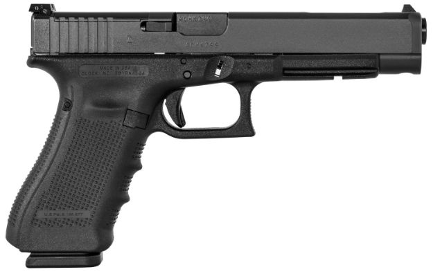 Picture of Glock UG4130101MOS G41 Gen4 Competition MOS 45 ACP 10+1 5.31" Steel Barrel, Matte Black Serrated w/MOS Cuts Steel Slide, Black Polymer Frame w/Picatinny Rail, Black Interchangeable Backstrap Grip