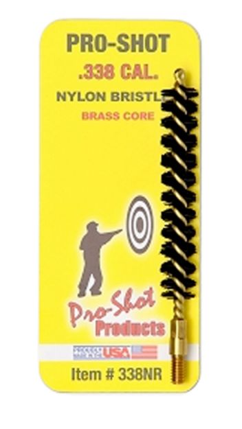 Picture of Pro-Shot 338NR Bore Brush  .338 Cal Rifle #8-32 Thread Nylon Bristles Brass Core