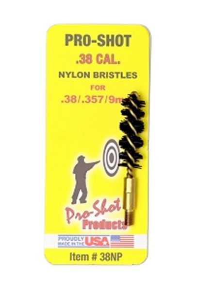 Picture of Pro-Shot 38NP Bore Brush  9mm Pistol #8-32 Thread Nylon Bristles Brass Core