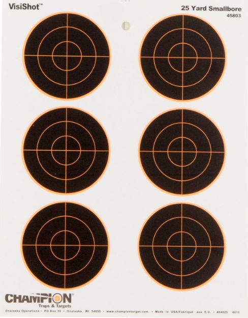 Picture of Champion Targets 45803 VisiShot  Bullseye Paper Hanging 25 yds Small Bore Rifle 8.50" x 11" Black/White 10 Pack