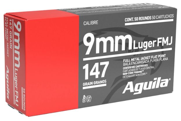 Picture of Aguila 1E097719 Target & Range Handgun 9mm Luger 147gr Full Metal Jacket Flat Point 50 Per Box/20 Case