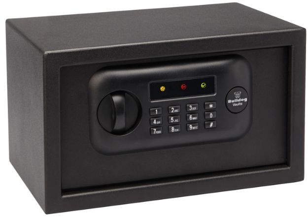 Picture of Bulldog BD1050 Digital Pistol Vault Standard Keypad/Key Entry Black Powder Coat Steel Holds 1 Handgun