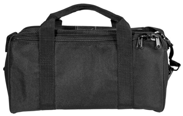 Picture of Uncle Mike's 22520 Gun Mate Range Bag made of Nylon with Black Finish, Rollup Flap with Zippers, Lockable Zipper Side Compartments & Removable Pistol Rug Holds up to 2 Handguns