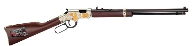 Picture of Henry H004FM Golden Boy Firefighter Tribute 22 Short, 22 Long or 22 LR Caliber with 16 LR/21 Short Capacity, 20" Blued Barrel, Nickel-Plated Metal Finish & American Walnut Stock Right Hand (Full Size)