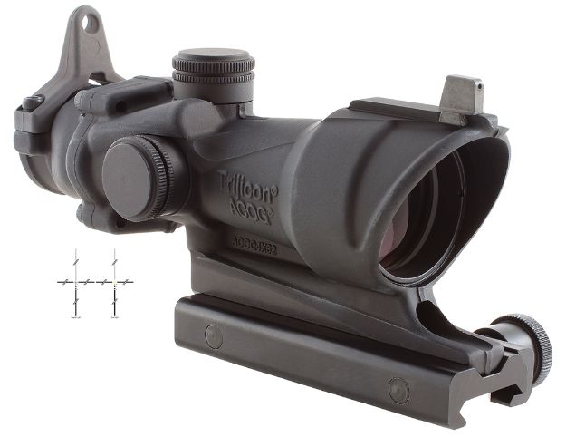 Picture of Trijicon 100092 ACOG  Black Hardcoat Anodized 4x32mm Illuminated Amber Crosshair .308/7.62 BDC Reticle