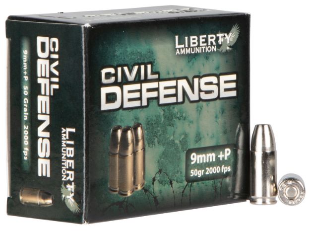 Picture of Liberty Ammunition LACD9014 Civil Defense  9mmLuger+P 50gr Lead Free Fragmenting Hollow Point 20 Per Box/50 Case