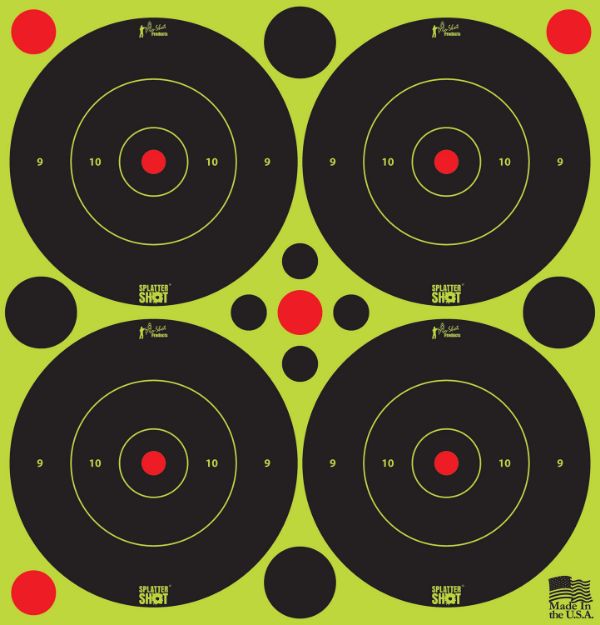 Picture of Pro-Shot 3BGREEN48 SplatterShot  Self-Adhesive Paper Black/Green 3" Bullseye 12Pack/48Targets