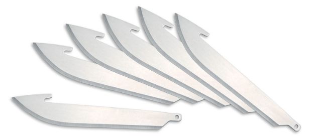 Picture of Outdoor Edge RR306 Replacement Blades RazorLite Drop Point 3" 420J2 Stainless Steel Blade Silver 6 Blades