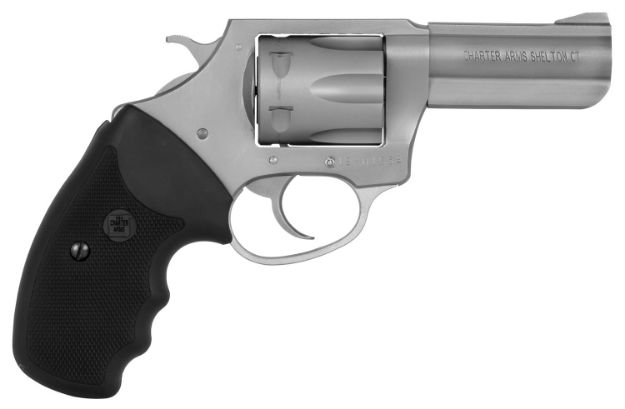 Picture of Charter Arms 73802 Pitbull  Large 380 ACP 6 Shot 3" Stainless Steel Barrel & Cylinder, Anodized Aluminum Frame w/Black Finger Grooved Rubber Grip