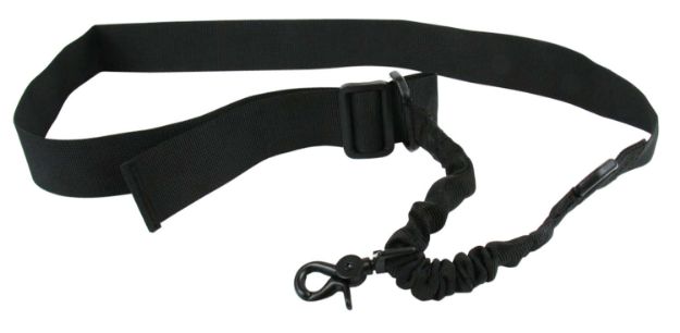 Picture of TacFire SL001B Single Point Sling 1.25" W x 20"-30" L Adjustable Double Bungee Black Nylon Webbing for Rifle/Shotgun