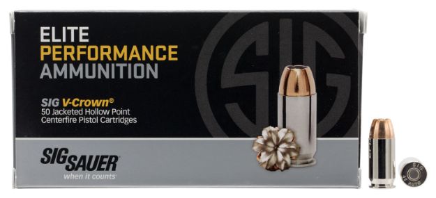 Picture of Sig Sauer E45AP250 Elite Performance  45ACP 230gr V-Crown Jacketed Hollow Point 50 Per Box/10 Case