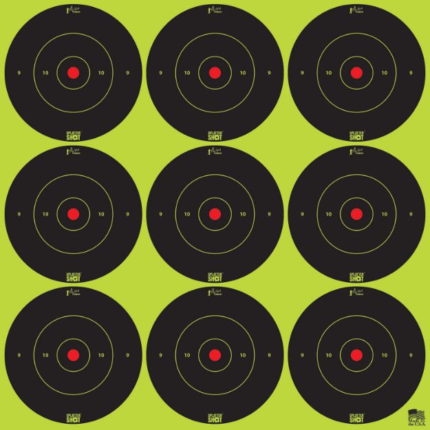 Picture of Pro-Shot 2BGREEN108 SplatterShot  Self-Adhesive Paper Black/Green 2" Bullseye 12Pack/108Targets