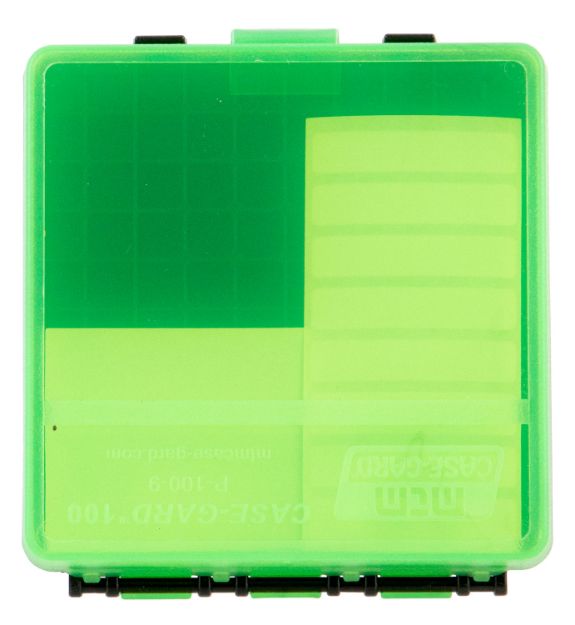 Picture of MTM Case-Gard P100916T Case-Gard P-100 Multi-Caliber Handgun Clear Green Polypropylene 100rd