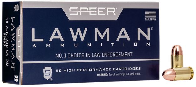 Picture of Speer 53653 Lawman  45ACP 230gr Total Metal Jacket Flat Nose 50 Per Box/20 Case