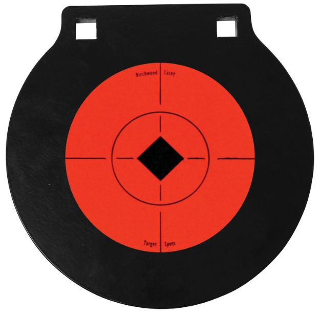 Picture of Birchwood Casey 47608 World of Targets Double Hole 6" Black/Orange AR500 Steel Circle w/Crosshair & Diamond Hanging