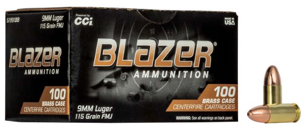 Picture of CCI 51991BB Blazer Brass Handgun 9mmLuger 115gr Full Metal Jacket 100 Per Box/5 Case