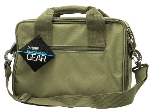 Picture of NcStar CPDX2971G VISM Double Pistol Range Bag w/Mag Pouches Heavy Duty Lockable Zippers For Compliance Padded Carry Handle Adjustable Shoulder Strap Green