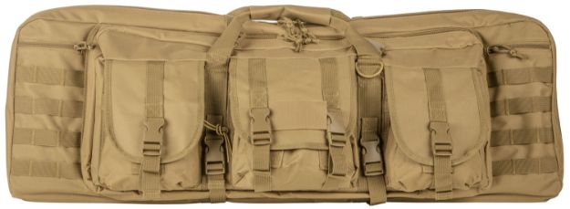 Picture of NcStar CVDC2946T42 VISM Double Carbine Case Tan PVC Nylon w/ Foam Padding Lockable Zippers Pockets & MOLLE Webbing