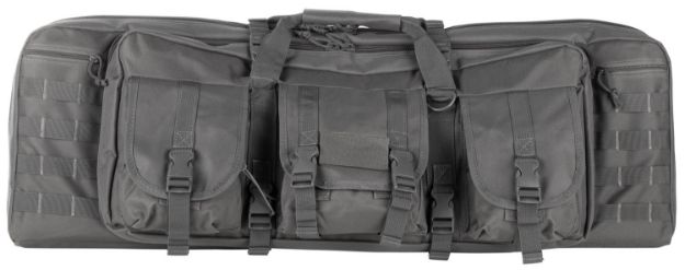 Picture of NcStar CVDC2946U42 VISM Double Carbine Case Urban Gray PVC Nylon w/ Foam Padding Lockable Zippers Pockets & MOLLE Webbing