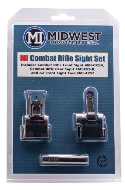 Picture of Midwest Industries MICRSSET Combat Rifle Sight Set  Black Flip Up Front & Rear for AR-15, M16, M4