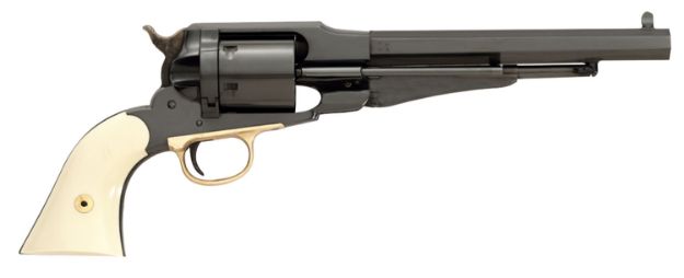 Picture of Taylors & Company 550760 Remington Conversion LawDawg 45 Colt (LC) Caliber with 8"  Barrel, 6rd Capacity Cylinder, Overall Blued Finish Steel & 2-Piece Ivory Grip