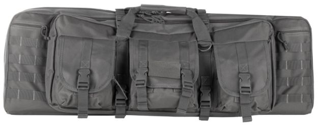 Picture of NcStar CVDC2946U36 VISM Double Carbine Case Urban Gray PVC Nylon w/ Foam Padding Lockable Zippers Pockets & MOLLE Webbing