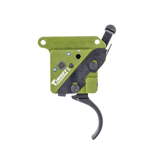 Picture of Timney Triggers 510V2 Elite Hunter  Curved Trigger with 3 lbs Draw Weight & Black/Green Finish for Remington 700 Right